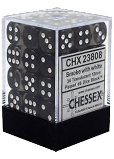 Chessex Translucent 36x12mm Dice Smoke with White